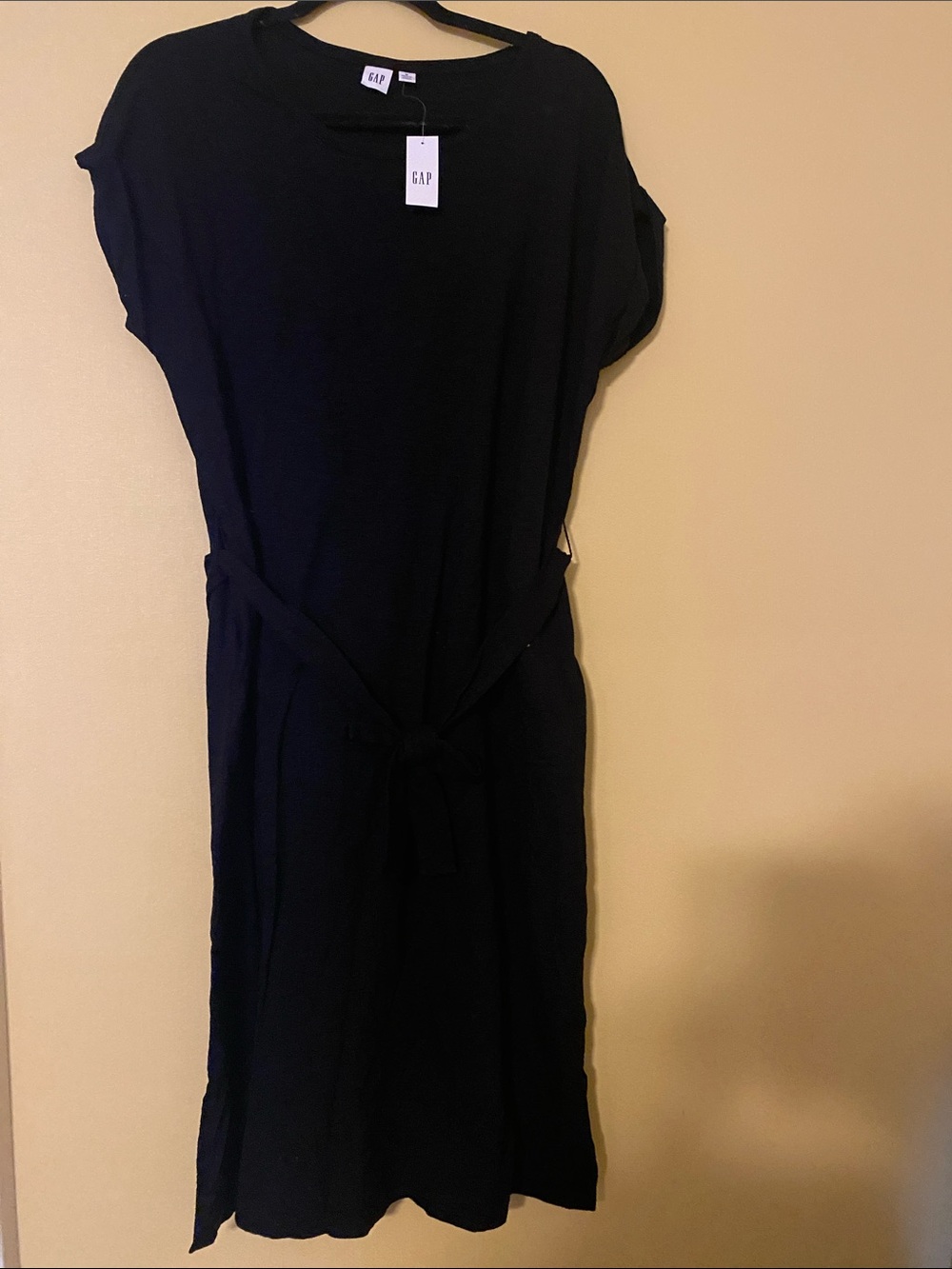 GAP Factory Black Midi Dress with Waist Tie